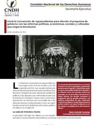 Inicia la Convención de Aguascalientes para discutir el programa de gobierno con las reformas políticas, económicas, sociales y culturales que exigía la Revolución