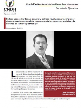 Fallece Lázaro Cárdenas, general y político revolucionario, impulsor de un proyecto nacionalista que promovía los derechos sociales y la defensa de la tierra y el trabajo