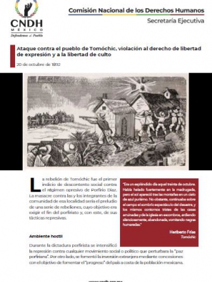 Ataque contra el pueblo de Tomóchic, violación al derecho de libertad de expresión y a la libertad de culto