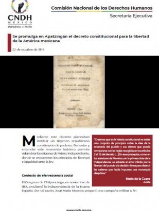 Se promulga en Apatzingán el decreto constitucional para la libertad de la América mexicana