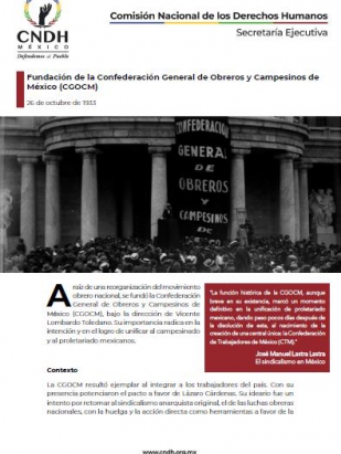 Fundación de la Confederación General de Obreros y Campesinos de México (CGOCM)