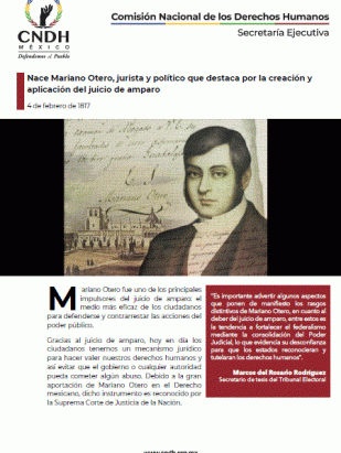Nace Mariano Otero, jurista y político que destaca por la creación y aplicación del juicio de amparo