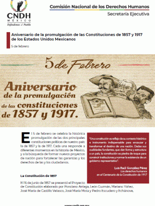Aniversario de la promulgación de las Constituciones de 1857 y 1917 de los Estados Unidos Mexicanos