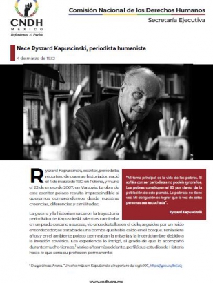 Nace Ryszard Kapuscinski, periodista humanista
