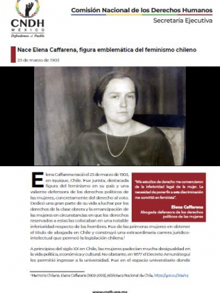 Nace Elena Caffarena, figura emblemática del feminismo chileno