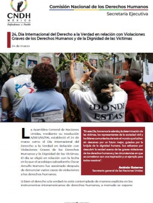 24, Día Internacional del Derecho a la Verdad en relación con Violaciones Graves de los Derechos Humanos y de la Dignidad de las Víctimas