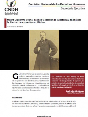 Muere Guillermo Prieto, político y escritor de la Reforma; abogó por la libertad de expresión en México