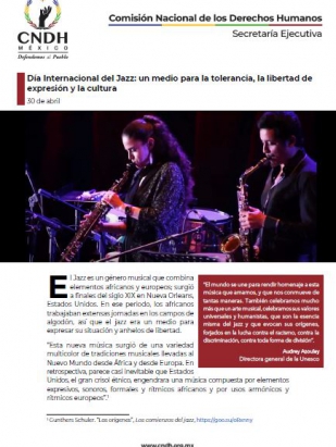 Día Internacional del Jazz: un medio para la tolerancia, la libertad de expresión y la cultura