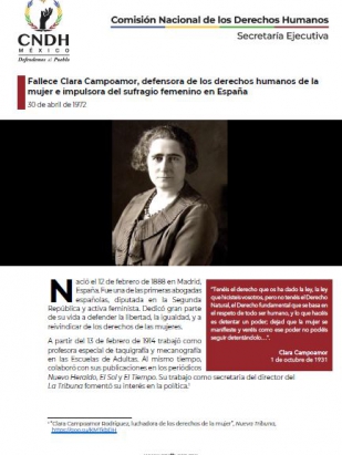 Fallece Clara Campoamor, defensora de los derechos humanos de la mujer e impulsora del sufragio femenino en España