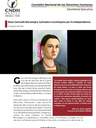 Nace Gertrudis Bocanegra, luchadora novohispana por la Independencia