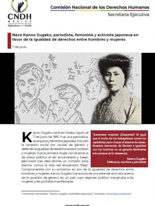 Nace Kanno Sugako, periodista, feminista y activista japonesa en favor de la igualdad de derechos entre hombres y mujeres