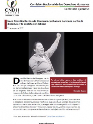 Nace Domitila Barrios de Chungara, luchadora boliviana contra la dictadura y la explotación laboral