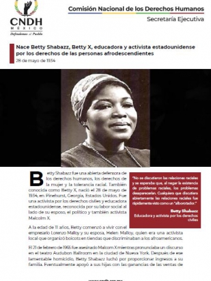 Nace Betty Shabazz, Betty X, educadora y activista estadounidense por los derechos de las personas afrodescendientes