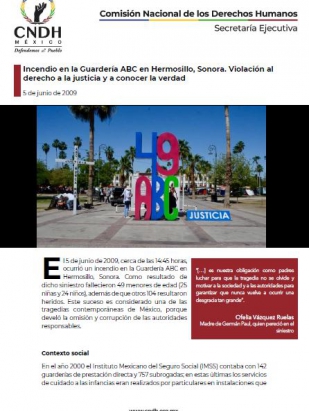 Incendio en la Guardería ABC en Hermosillo, Sonora. Violación al derecho a la justicia y a conocer la verdad