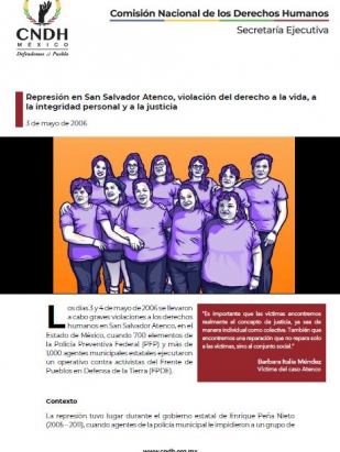 Represión en San Salvador Atenco, violación del derecho a la vida, a la integridad personal y a la justicia