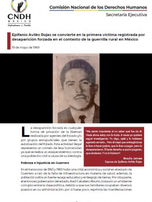 Epifanio Avilés Rojas se convierte en la primera víctima registrada por desaparición forzada en el contexto de la guerrilla rural en México