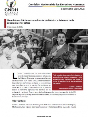 Nace Lázaro Cárdenas, presidente de México y defensor de la soberanía energética