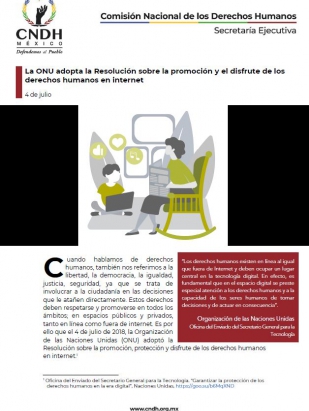 La ONU adopta la Resolución sobre la promoción y el disfrute de los derechos humanos en internet