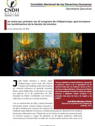 Se reúne por primera vez el Congreso de Chilpancingo, que incorpora los Sentimientos de la Nación de Morelos