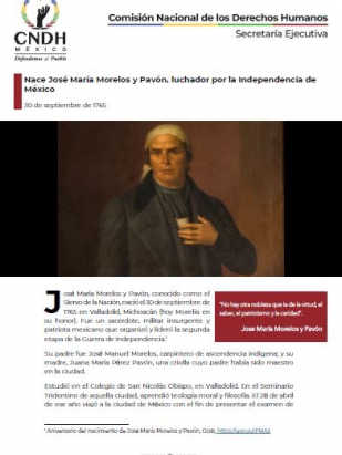 Nace José María Morelos y Pavón, luchador por la Independencia de México