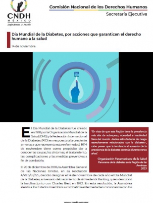 Día Mundial de la Diabetes, por acciones que garanticen el derecho humano a la salud