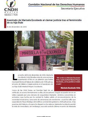 Asesinato de Marisela Escobedo al clamar justicia tras el feminicidio de su hija Rubí