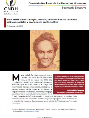 Nace María Isabel Carvajal Quesada, defensora de los derechos políticos, sociales y económicos en Costa Rica