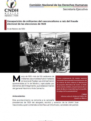 Desaparición de militantes del vasconcelismo a raíz del fraude electoral de las elecciones de 1929