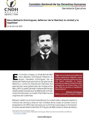 Nace Belisario Domínguez, defensor de la libertad, la verdad y la legalidad