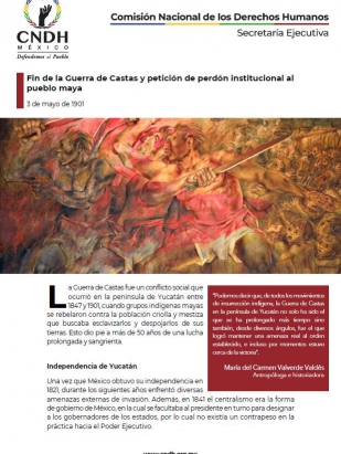 Fin de la Guerra de Castas y petición de perdón institucional al pueblo maya