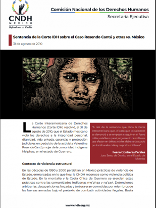 Sentencia de la Corte IDH sobre el Caso Rosendo Cantú y otras vs. México