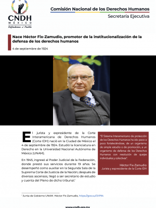 Nace Héctor Fix-Zamudio, promotor de la institucionalización de la defensa de los derechos humanos