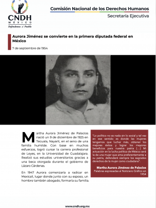 Aurora Jiménez se convierte en la primera diputada federal en México
