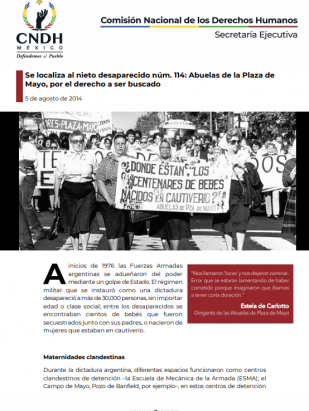 Se localiza al nieto desaparecido núm. 114: Abuelas de la Plaza de  Mayo, por el derecho a ser buscado