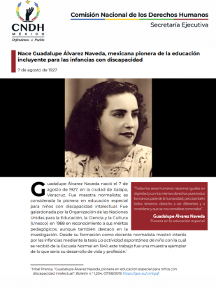 Nace Guadalupe Álvarez Naveda, mexicana pionera de la educación  incluyente para las infancias con discapacidad