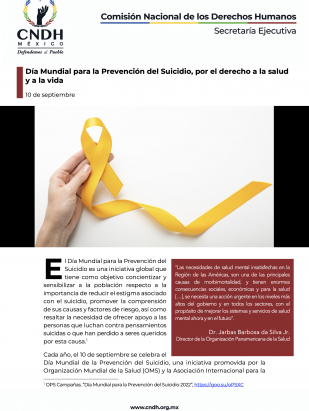 Día Mundial para la Prevención del Suicidio, por el derecho a la salud y a la vida