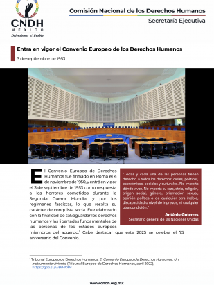 Entra en vigor el Convenio Europeo de los Derechos Humanos