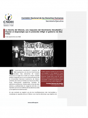 La Marcha del Silencio, una respuesta del Movimiento Estudiantil y Popular al desprestigio que le pretendía infligir el gobierno de Diaz Ordaz