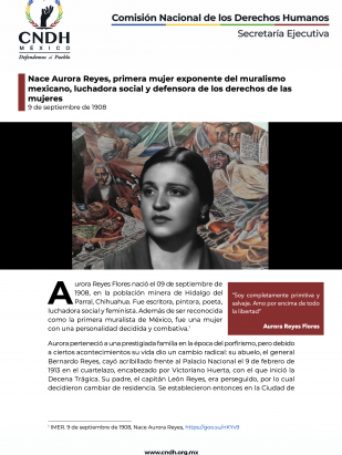 Nace Aurora Reyes, primera mujer exponente del muralismo mexicano, luchadora social y defensora de los derechos de las mujeres