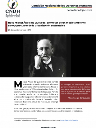Nace Miguel Ángel de Quevedo, promotor de un medio ambiente sano y precursor de la urbanización sustentable