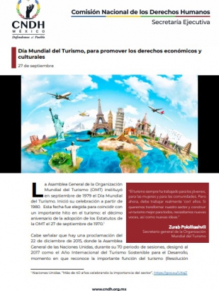 Día Mundial del Turismo, para promover los derechos económicos y culturales