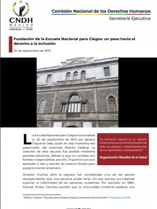 Fundación de la Escuela Nacional para Ciegos: un paso hacia el derecho a la inclusión
