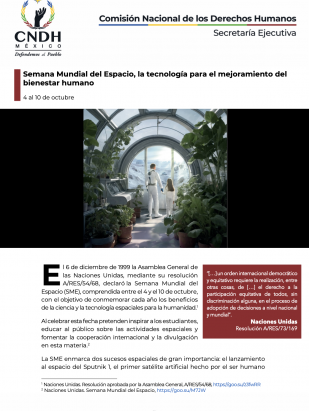 Semana Mundial del Espacio, la tecnología para el mejoramiento del bienestar humano