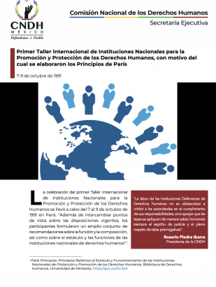 Primer Taller Internacional de Instituciones Nacionales para la Promoción y Protección de los Derechos Humanos, con motivo del cual se elaboraron los Principios de París