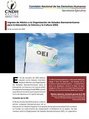 Ingreso de México a la Organización de Estados Iberoamericanos para la Educación, la Ciencia y la Cultura (OEI)