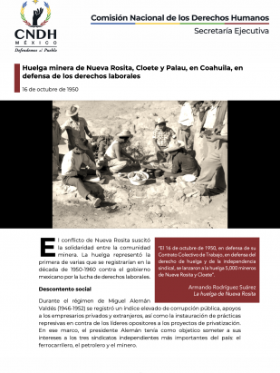 Huelga minera de Nueva Rosita, Cloete y Palau, en Coahuila, en defensa de los derechos laborales