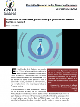 Día Mundial de la Diabetes, por acciones que garanticen el derecho humano a la salud