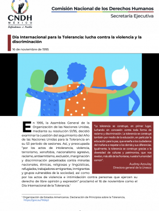 Día Internacional para la Tolerancia: lucha contra la violencia y la discriminación