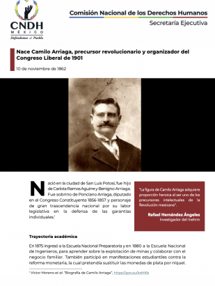 Nace Camilo Arriaga, precursor revolucionario y organizador del Congreso Liberal de 1901