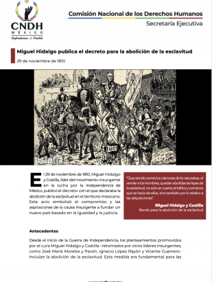 Miguel Hidalgo publica el decreto para la abolición de la esclavitud